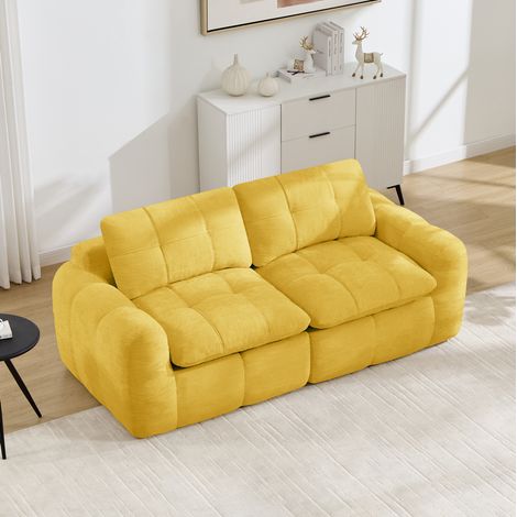 2-Sitzer modulares Sofa aus Chenille, gelb, 194 x 97 x 68 cm, OKMYHOME (1/5)