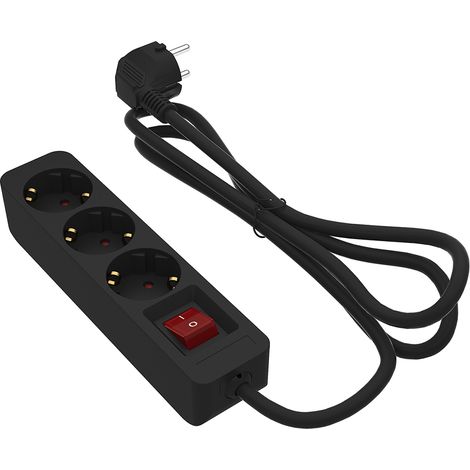Base múltiple con interruptor - Negro - 1,5 m - 2T