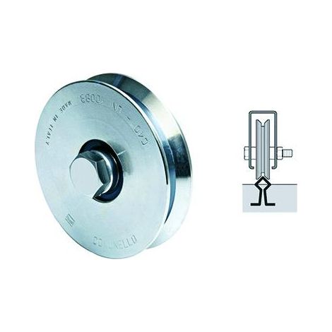 Comunello RUOTA PER CANCELLI CON PERNO GOLA Y 1 cuscinetto art. 306 mm.100x20 8 PZ