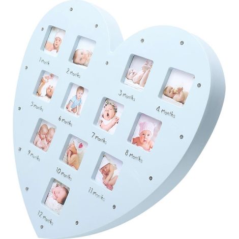 Cadre photo pour bébé en forme de cœur idéal pour afficher une photo de bébé de 12 mois (1 pièce) (1/5)