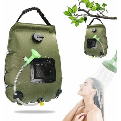 Camping-Solar-Duschtasche, 20 l tragbare Solar-Duschtasche, faltbare Outdoor-Duschtasche mit abnehmbarem Duschkopf, 45 °C Solar-Warmwasserbereiter-Dusche für Wandern, Klettern, Reisen FLITI (1/4)