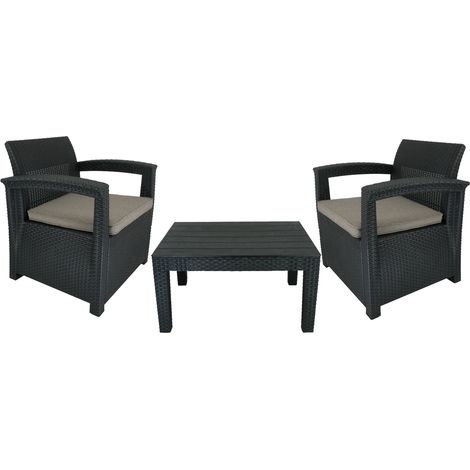 Juego De Muebles De Jardín Antracita (2 Sillas, Mesa) 0852 (1/3)