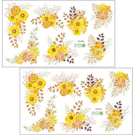 Stickers Muraux Décoratifs Maison 2pcs Fleurs Jaunes Petites en Pvc Chic, Faciles à Coller et Retirer sans Abîmer Mur ou Fenêtre (1/5)