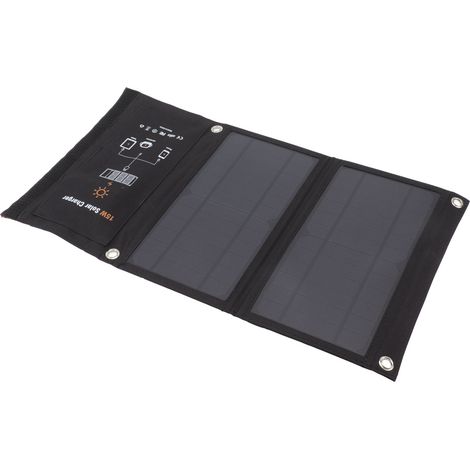 Chargeur solaire monocristallin 15 W, double port USB, pliable, batterie externe pour téléphone portable, noir (1/5)