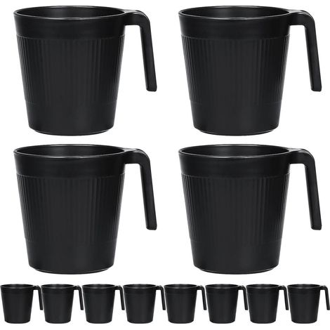 Tasse 500ml Henkel Plastik Melaminfrei 8 Pcs Schwarz Tasse mit Henkel (1/5)
