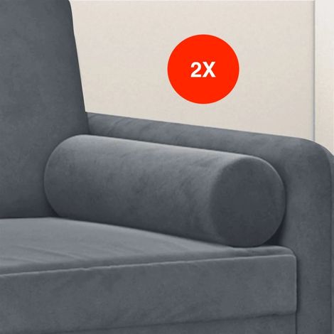 2 Coussins décoratifs Gris Anthracite Ø15x50 cm En Velours. Idéal Salon, Sofa et Canapé (1/5)