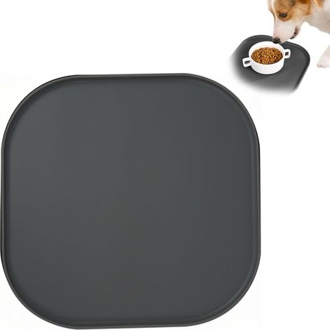 Tapis Gamelle Silicone 27cmChien Chat Antidérapant Imperméable Rebord Silicone alimentary, Gris, waschbare Erleichterung, Verwendung von Gamelle Chien et Chat (1/4)