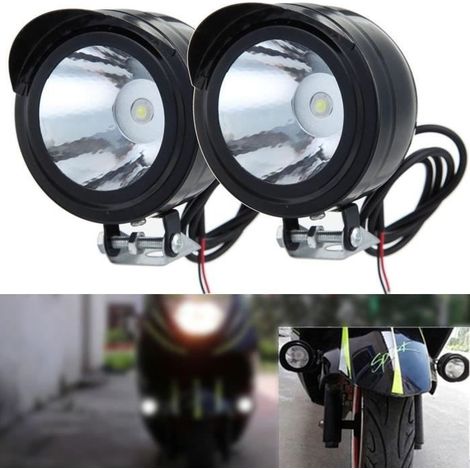 2PCS Phare Avant Moto Lampe Feux 12V-80V 3W LED Headlight Metal Spot Lumière Blanc (1/4)