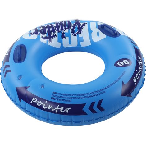 Bouée de natation robuste en PVC avec valve double étanchéité et anse, pour piscine, lac ou mer - Modèle bleu