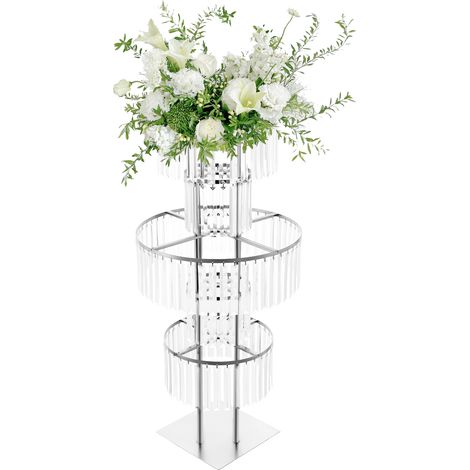 Présentoir à fleurs en acrylique transparent à 5 étages, 110cm Haut, Centre de Table Vase, Décoratif Cristal Présentoir, pour mariages fêtes, Argent (1/5)