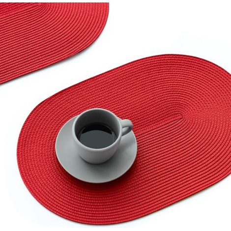 Vier ovale Platzsets – rotes Platzset – rotes Tischset – PP (1/5)
