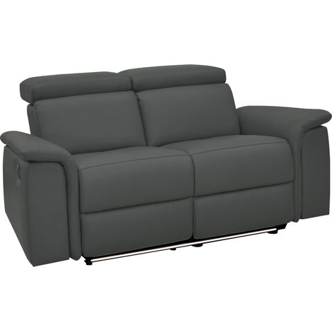 Pareli-Canapé 2 places avec fonction Manuel Relax en PU/cuir gris (1/5)