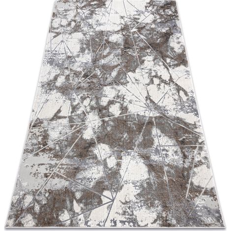 Modern NOBLE Teppich 1515 64 Marmor, Geometrisch - Strukturell zwei Ebenen aus Vlies creme / grau grey 80x150 cm