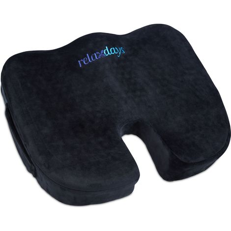 Cuscino ergonomico per sedia da ufficio o sedia a rotelle 45 x 40 x 5 cm comfort ottimale finitura morbida in schiuma di memoria nero 130007879