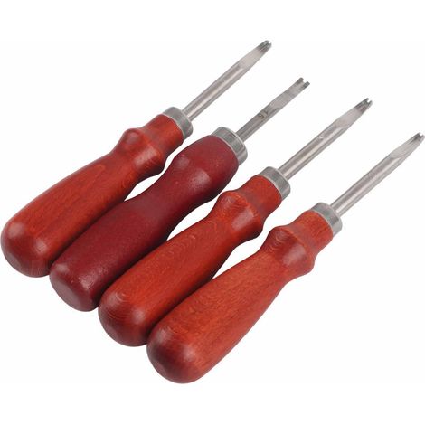 Couteau à biseauter les bords en cuir, outil de chanfreinage manuel pour travail du cuir DIY, 4 pièces set d'affûtage (1/5)