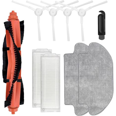 Accessoires Rechange Compatible avec Xiaomi Mi Robot Vacuum-Mop 2S / Mop Pro / STYJ02YM / XMSTJQR2S, 1 Brosse Principale, 4 Brosses Latérales, 2 Filtres, 2 Lingettes, 1 Brosse de Nettoyage (1/5)