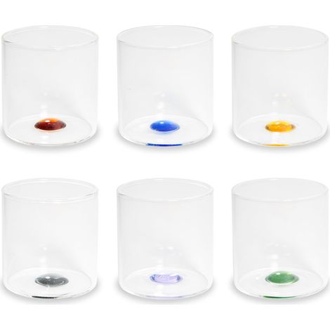Set 6 Bicchierini Vetro Borosilicato 10 cm Multicolor WD LIFESTYLE