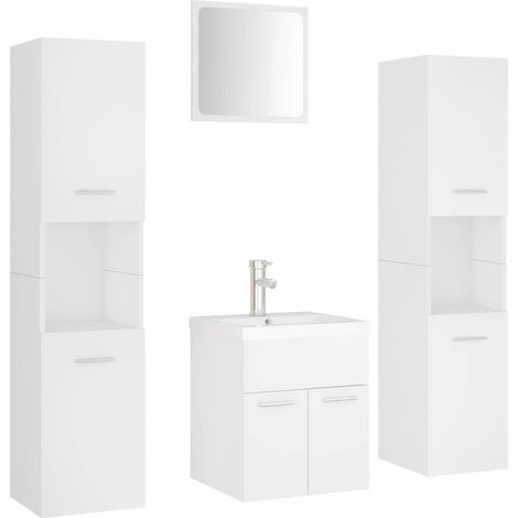 Set Mobili da Bagno Bianco in Legno Multistrato (1/5)