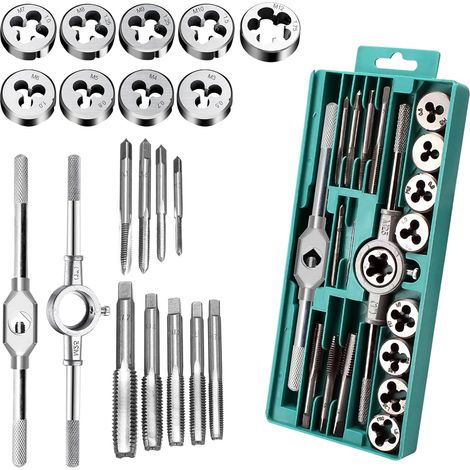 Set de taraudage Outil de perçage de filetage : Ensemble d'outils de taraudage de 20 pièces, Outil de taraudage de filetage de M3 à M12, Ensemble de taraudage de haute précision, Boîte à outils (1/5)