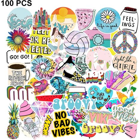 100 Stück Sticker Dekorative Aufkleber für Wasserflaschen,Laptop Sticker,skihelm,Notebook,Koffer Skateboard Phone Coole Bomb Aufkleber wasserfeste Sticker