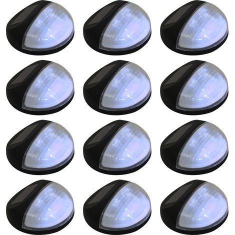 vidaXL LED-Solar-Wandleuchten für den Außenbereich, 12 Stück, rund, schwarz (1/5)