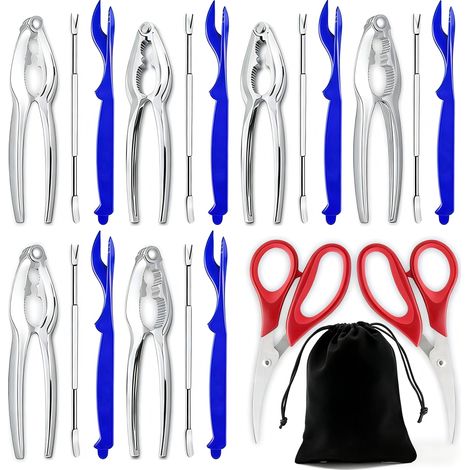 Outils Pour Fruits De Mer - 21 Pièces - Casse-Crevettes En Alliage De Zinc - Décortiqueurs De Homard En Plastique - Fourchettes En Acier Inoxydable - Ciseaux Et Sac De Rangement - Lot Complet (1/5)