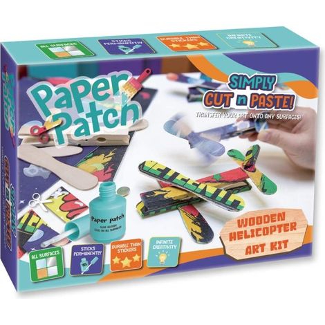 Decoupage-Set mit Papierflicken – Hubschrauber aus Holz