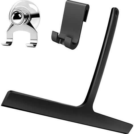 Raclette Douche Silicone Noir 28cm Forme éventail avec Crochet Support sans perçage pour Salle de Bain vitres et Surfaces Lisses (1/5)