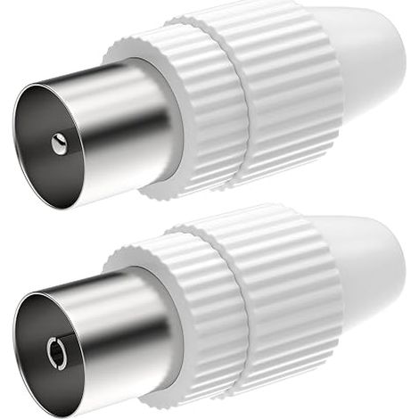 Prise Antenne TV Fiche Coaxiale Mâle Femelle Coupleur Pour Télévision Par Câble IEC SAT Installations BK Blanc (1/4)