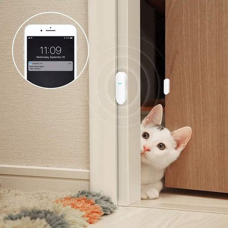 Sensores WiFi para puertas y ventanas，alarma inteligente Tuya con notificaciones gratuitas，compatible con Alexa y Google Home (paquete de 2) (1/4)