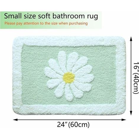 Badematte, hellblauer Badteppich, 40 cm × 60 cm, weiße Badematte mit Blumenmuster, weiche Badematte aus superfeiner Faser, rutschfeste Badematte, maschinenwaschbare Plüschbadematte (1/4)