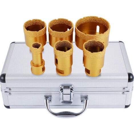 FENOPLASTICAVEVOR Foret Diamant a Sec Trepan Scie Cloche Kits 20/35/40/45/50/68 mm 6 Pcs Forets Diamantes Cylindrique Ensemble de Scies-cloches avec Filetage M14 pour Meuleuse Carrelage Porcelaine Gra
