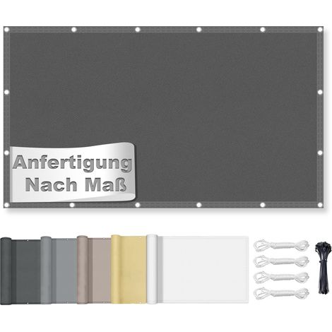 Voile d'ombrage rectangulaire avec œillets, en tissu 95 % de protection UV, résistant à la déchirure et aux intempéries, avec corde, pour balcon, terrasse, jardin, gris foncé, 2,5 x 3 m (1/5)