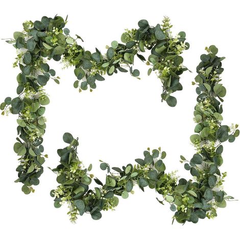 Künstliche Eukalyptus Girlande 2 Stück 1.8m Grün mit Blättern (1/5)