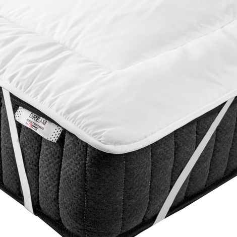 Cubrecolchón de microfibra blanco individual 90 x 200 cm 25 cm de grosor Aizkorri (1/5)