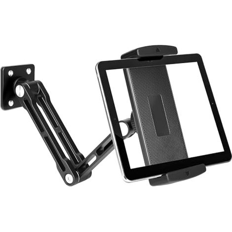 Soporte de pared para tableta, soporte de escritorio para iPad con brazo largo de metal, soporte giratorio de 360° para tableta de cama, compatible con iPads y teléfonos móviles de 4,7 a 12,9 pulgadas