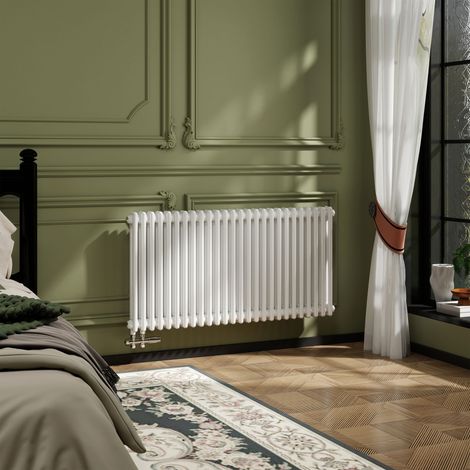 AICA Traditioneller 2-Säulen Heizkörper 600x1190mm Weiß aus Stahl