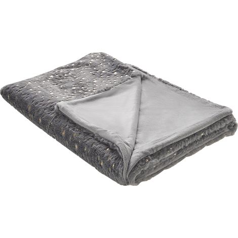 Colcha de poliéster gris 130 x 180 cm manta patrón de estrella dorada sala de estar dormitorio Alazeya