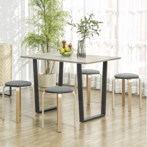 Set mit 4 stapelbaren grauen Esshockern aus Holz HAVRYA (1/5)