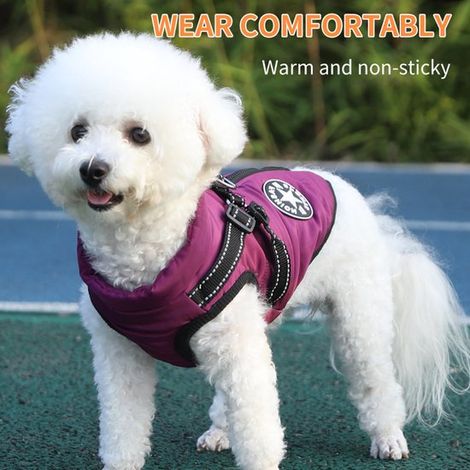 Abrigo para perros con arnés integrado, medianos y grandes, con franjas reflectantes, lavable a máquina, azul, talla 4XL (1/5)