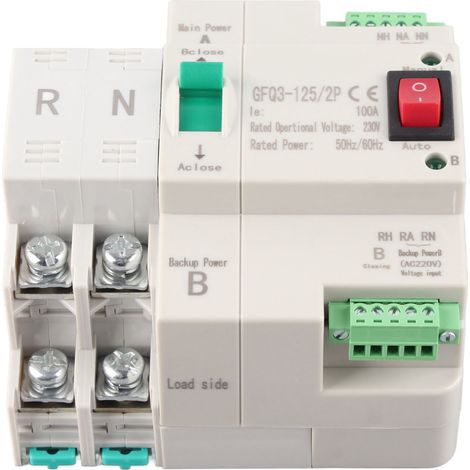 Automatischer Umschalter 2P 100A Dual-Netzteil, schnelles Umschalten, 230V Wechselstrom, PC, Haushalt und Industrie (1/5)