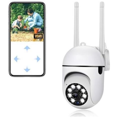 Caméra Surveillance WiFi Exterieure, Caméra de Sécurité Exterieure 1080p, 360° PTZ Security Camera, Vision Nocturne Couleur, Audio Bidirectionnel, Suivi Automatique, pour Chien/Bébé/Maison (1/5)