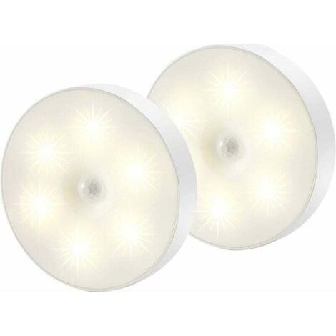 Led Night Light, Magnetic Indoor Motion Sensor Lamp with Free Adhesive Pads, Stick Anywhere, USB Rechargeable Wireless Sensor Warm White Pack of 2 (1/5)
