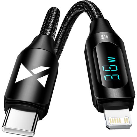 Wozinsky WUCLC2 Lightning-auf-USB-C-Kabel 36 W 480 Mbit/s 2 m mit Display – Schwarz (1/5)