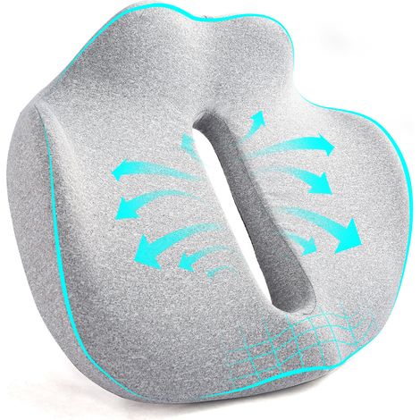 Coussin de siège en mousse à mémoire de forme (Convient aux chaises de bureau ou aux voitures) — Conception ergonomique, forme profilée adaptée, base antidérapante (1/4)