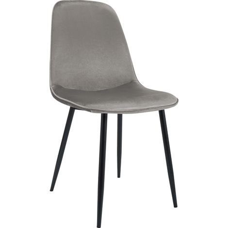 Silla de cocina/comedor de diseño moderno x1 en terciopelo gris claro con estructura de metal negro 100007219 (1/5)