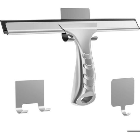 Raclette de douche inox avec crochet carré – multifonction salle de bain/cuisine – acier inoxydable (1/4)