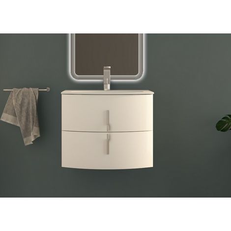 Bagno Italia Arredo Bagno da 69 cm Mobile sospeso moderno nero arrotondato Mobili lavabo cristallo (1/2)