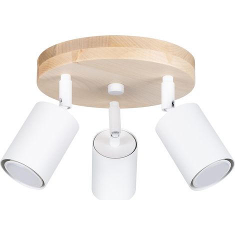 Lámpara de techo Tundra 3 GU10 madera blanca Lumilo 12.531.87 (1/5)