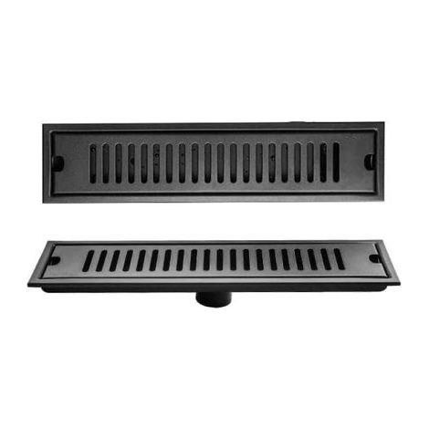 Siphons de sol rectangulaires en acier inoxydable 304 avec peinture noire cuite au four, pour salles de bains, systèmes d'égouts, salles de douche, longueur 20–50 cm, côté 40 x 10 cm (1/5)